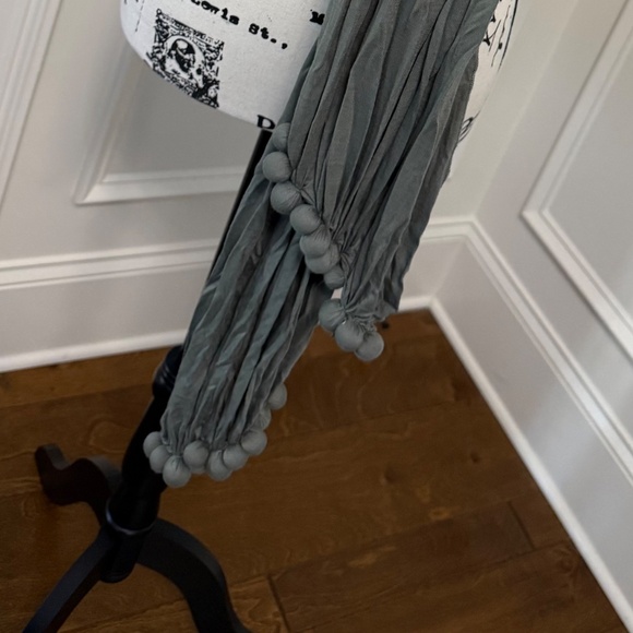 Chico's Pom Pom Scarf, olive/gray NOS - Picture 2 of 4